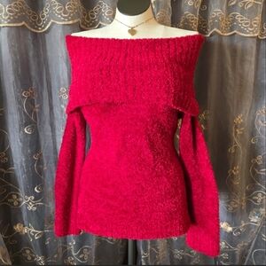 Cato Off-Shoulder Fuchsia Sweater